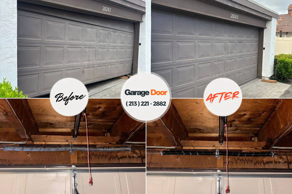 Before and after: garage door repair Newport, OR